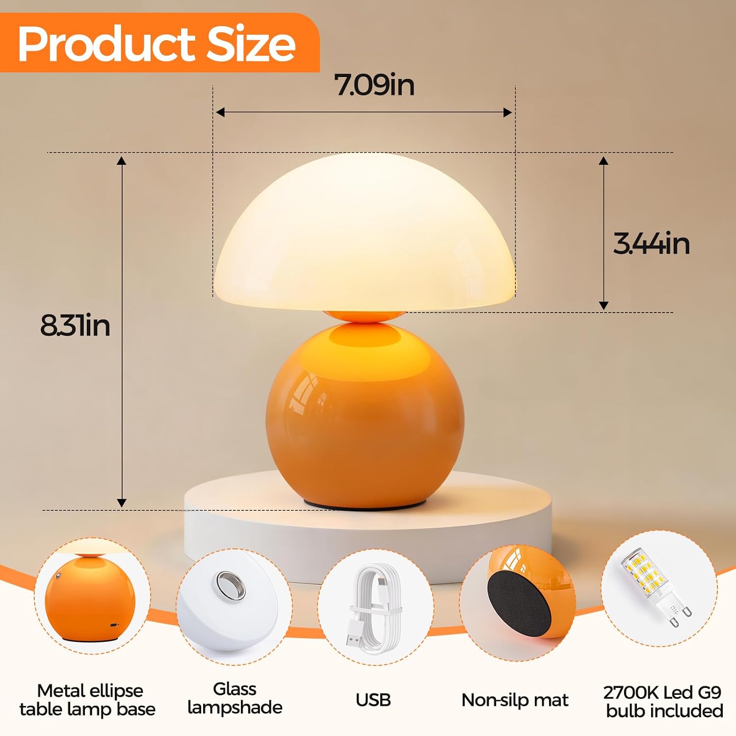 Mushroom-shaped bedroom table lamp — portable wireless table lamp.