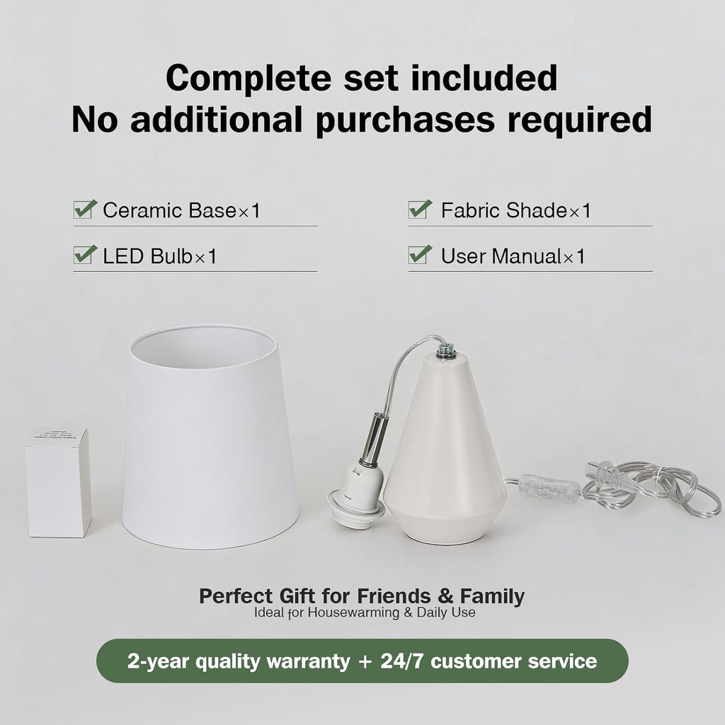 Small Bedside Table Lamp for Bedrooms – Reading Lamp with 3 Color Temperatures