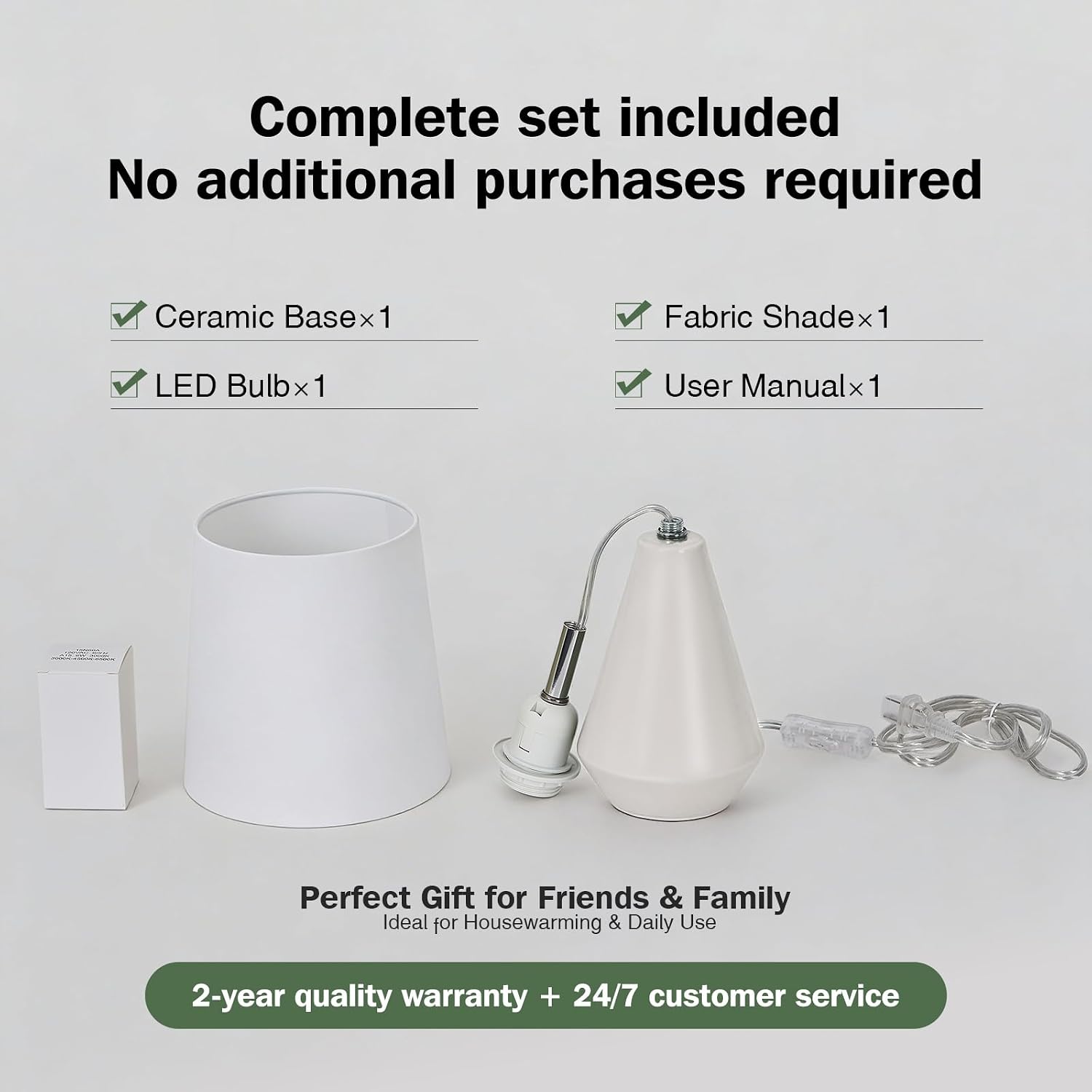 Small Bedside Table Lamp for Bedrooms – Reading Lamp with 3 Color Temperatures