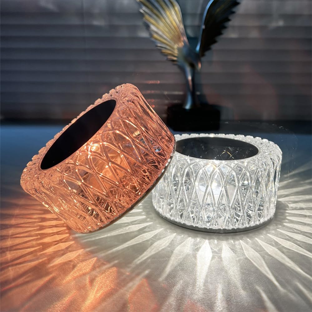 Portable Crystal LED Desk Lamp — 3-Level Brightness Adjustment, 3-Color Touch Control, Rechargeable