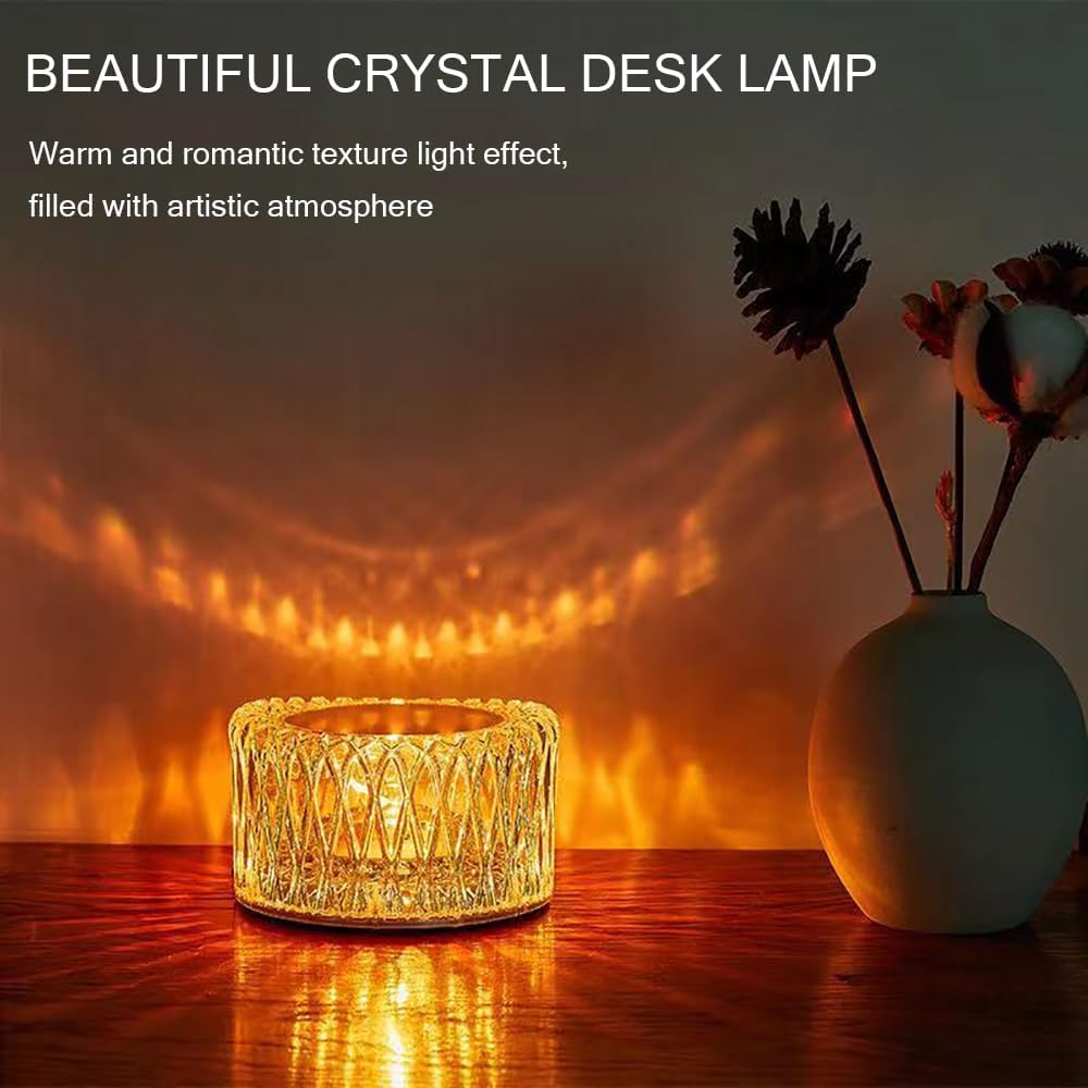 Portable Crystal LED Desk Lamp — 3-Level Brightness Adjustment, 3-Color Touch Control, Rechargeable