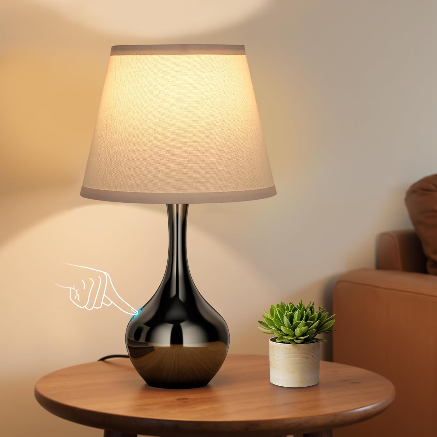 Touch-Control Bedside Lamp – Compact 3-Level Dimmable Table Lamp