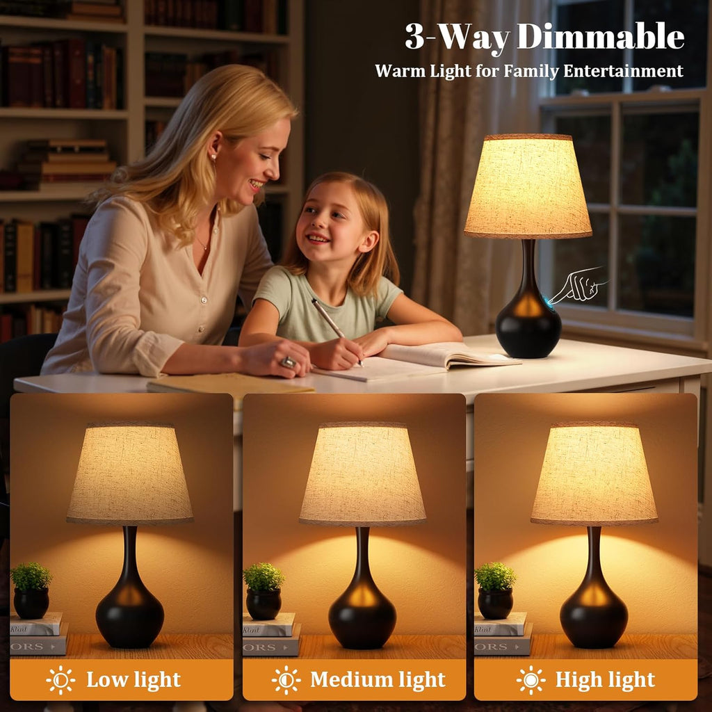 Touch-Control Bedside Lamp – Compact 3-Level Dimmable Table Lamp