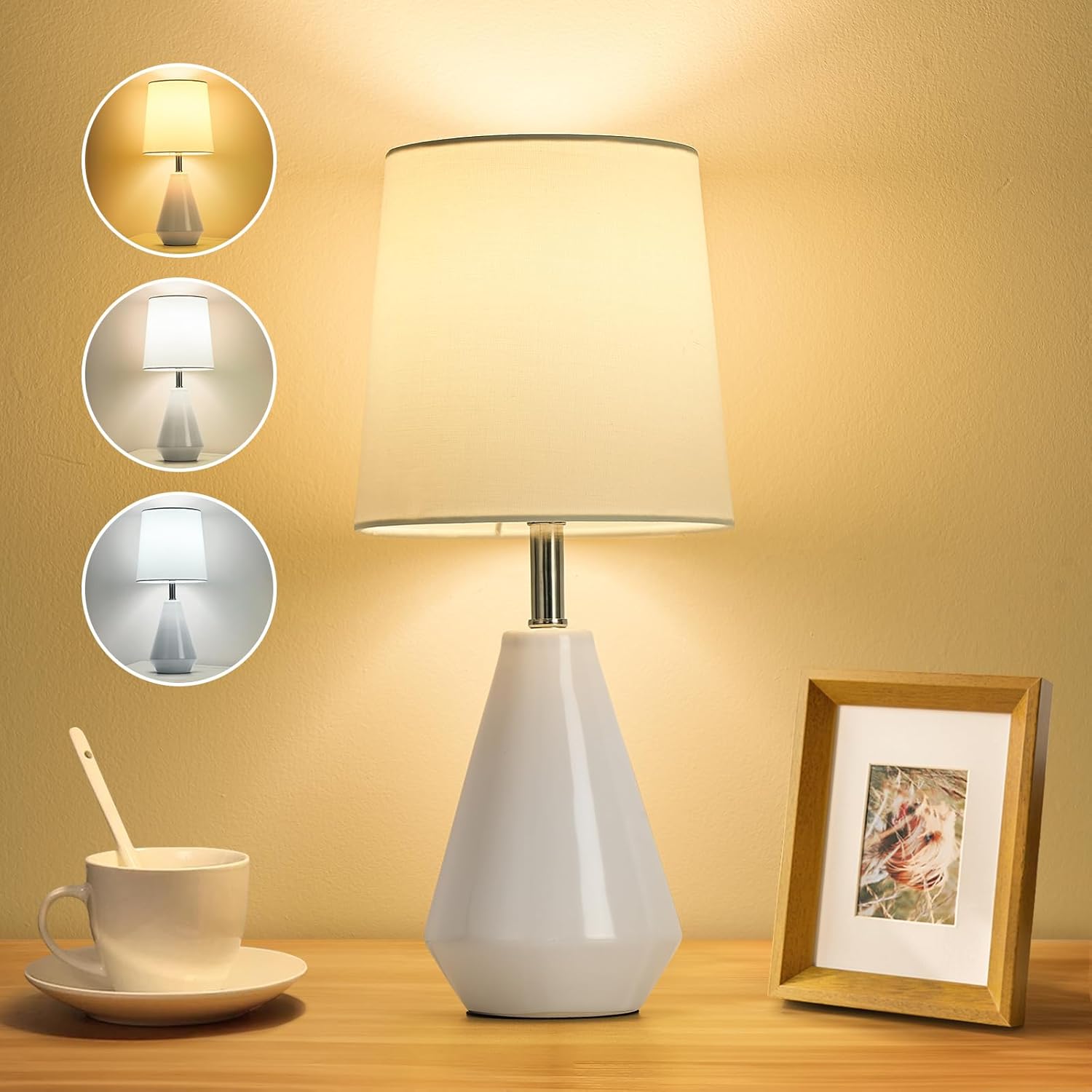 Small Bedside Table Lamp for Bedrooms – Reading Lamp with 3 Color Temperatures