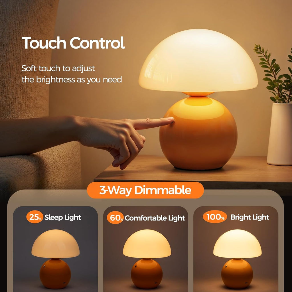 Mushroom-shaped bedroom table lamp — portable wireless table lamp.