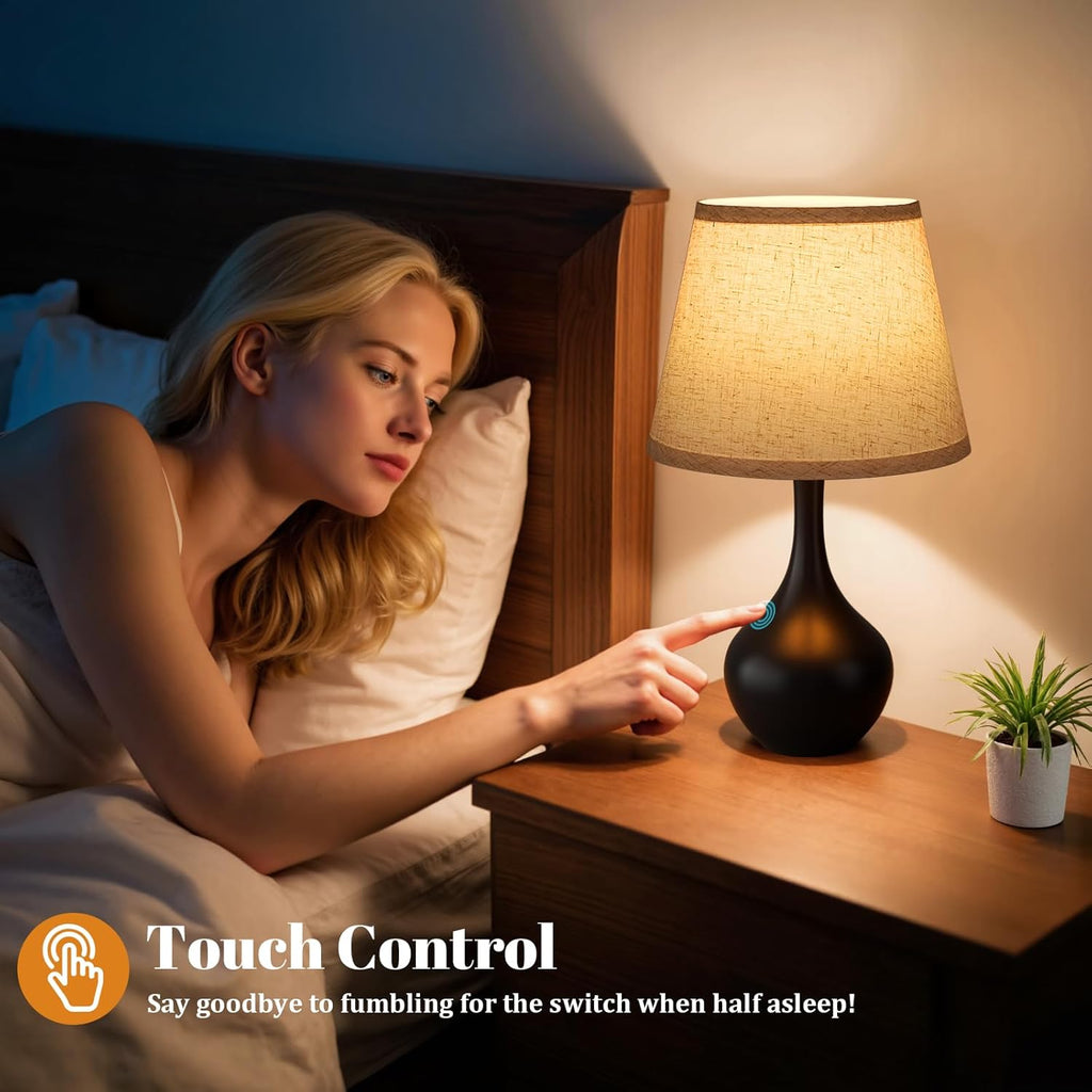 Touch-Control Bedside Lamp – Compact 3-Level Dimmable Table Lamp