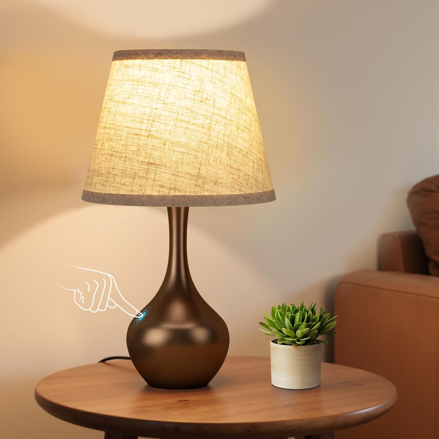 Touch-Control Bedside Lamp – Compact 3-Level Dimmable Table Lamp