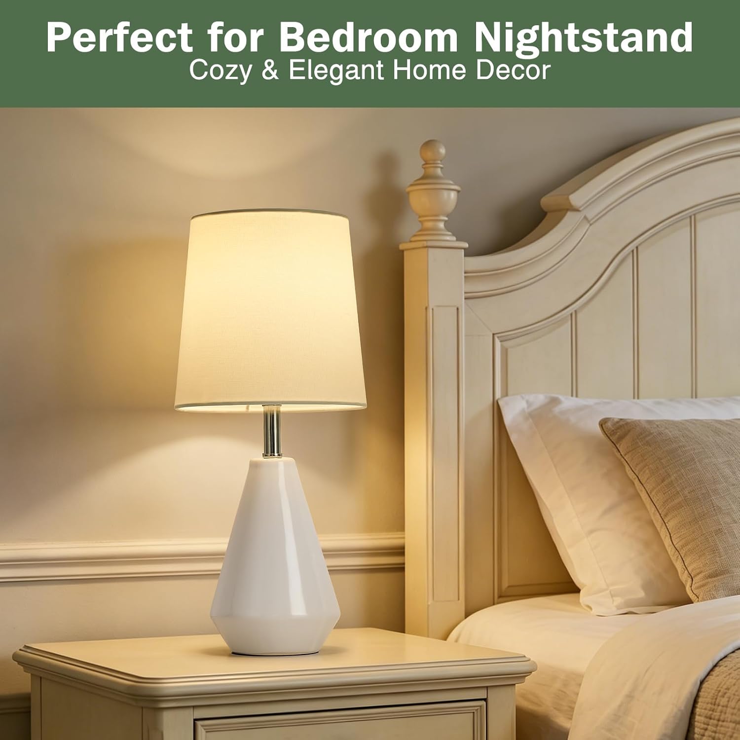Small Bedside Table Lamp for Bedrooms – Reading Lamp with 3 Color Temperatures