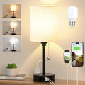 Compact Bedside Table Lamp for Bedrooms – Features 3 Color Temperature Settings and USB-C & USB-A Ports