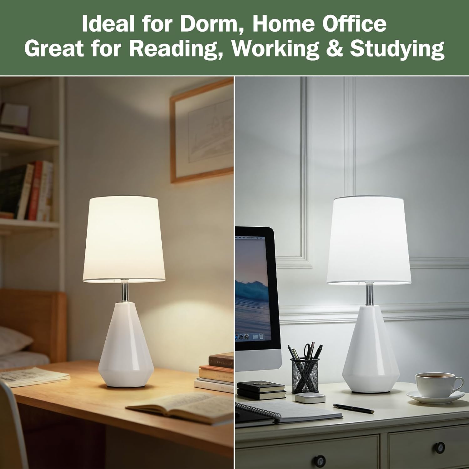 Small Bedside Table Lamp for Bedrooms – Reading Lamp with 3 Color Temperatures