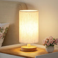 Fenmzee Small Table Lamp for Bedroom - Inline Control. Bedside Lamp with 3000K A15 LED Blub. Easy Assembly (Cream Shade - Wood Base. 9 Inline Control)