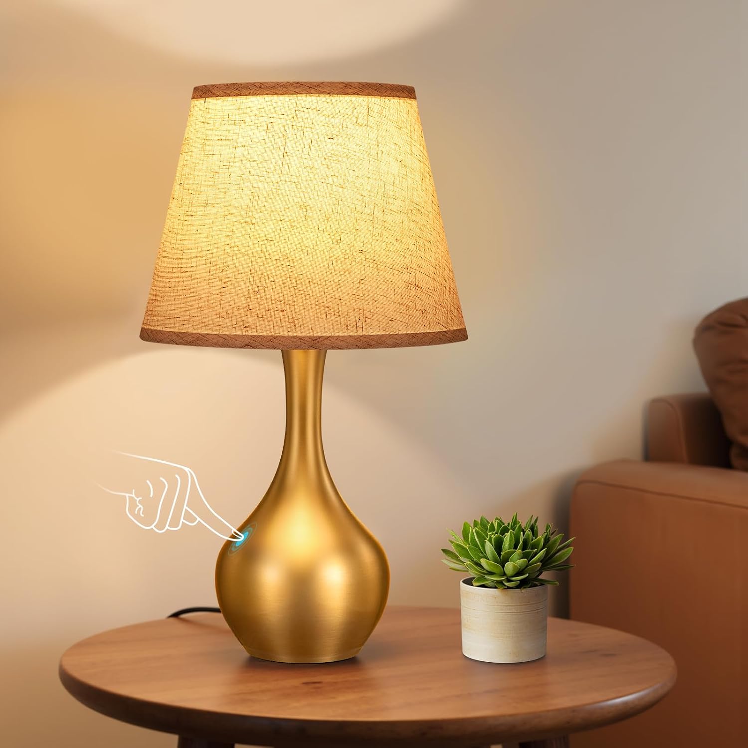 Touch-Control Bedside Lamp – Compact 3-Level Dimmable Table Lamp
