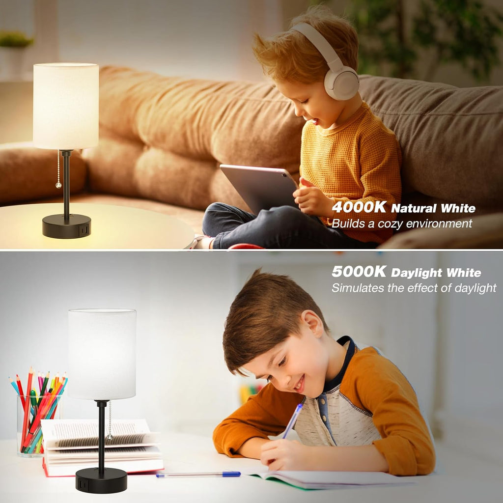 Compact Bedside Table Lamp for Bedrooms – Features 3 Color Temperature Settings and USB-C & USB-A Ports