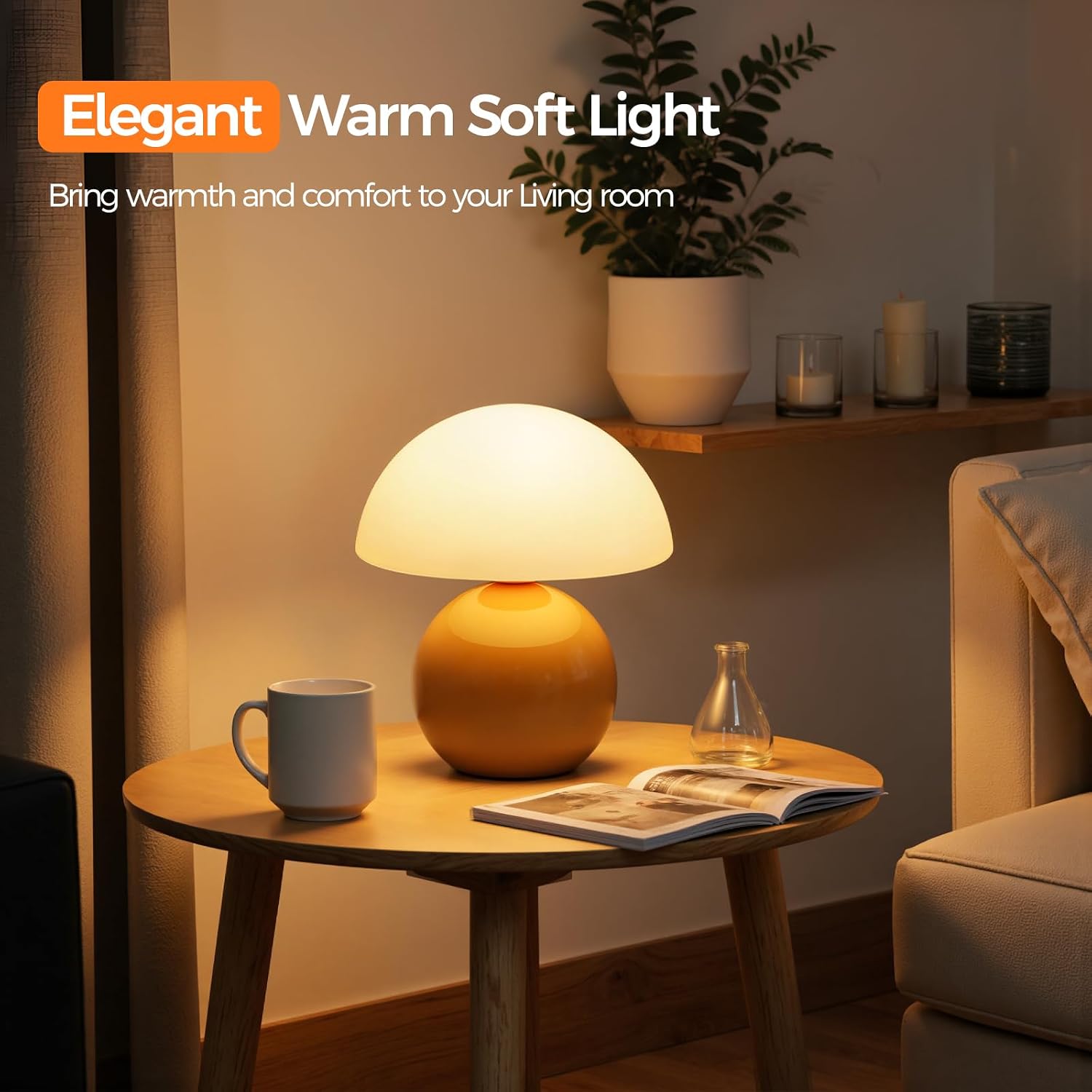 Mushroom-shaped bedroom table lamp — portable wireless table lamp.