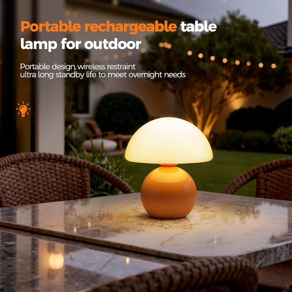 Mushroom-shaped bedroom table lamp — portable wireless table lamp.