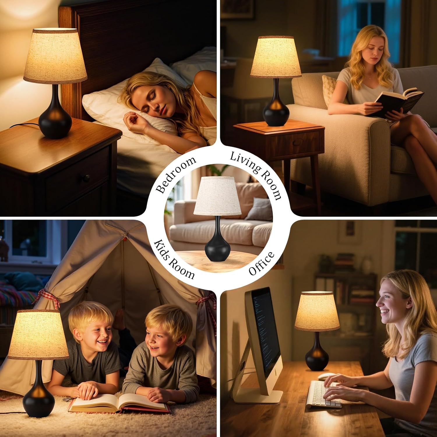 Touch-Control Bedside Lamp – Compact 3-Level Dimmable Table Lamp