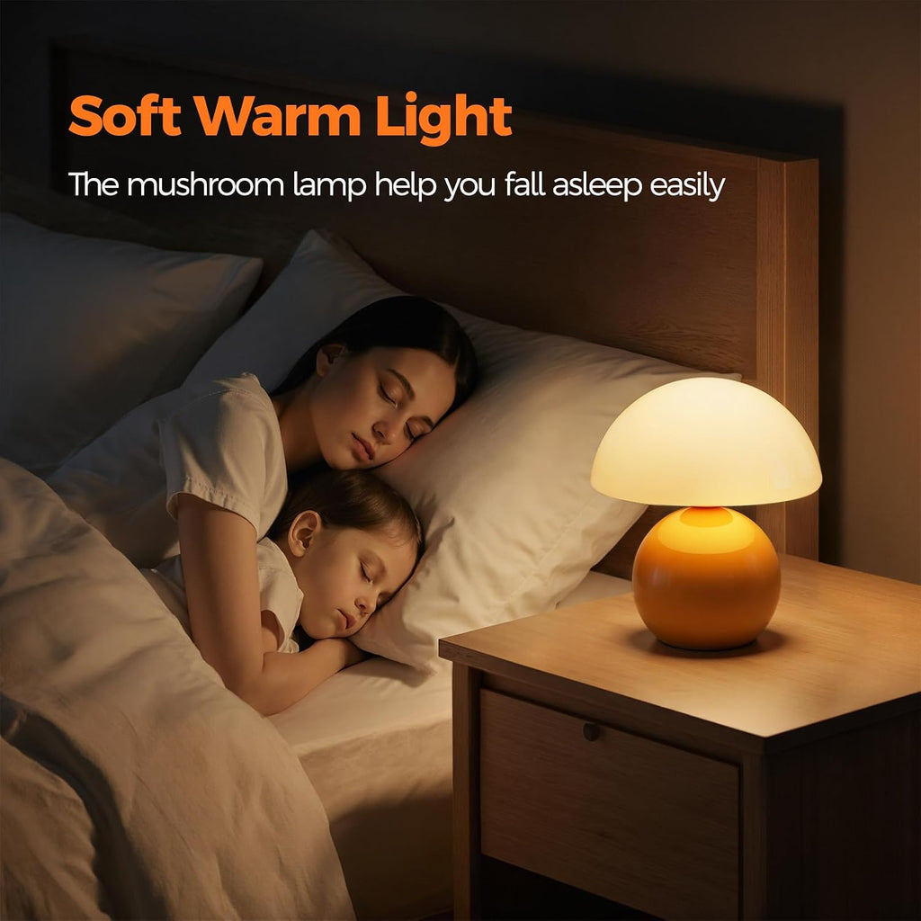 Mushroom-shaped bedroom table lamp — portable wireless table lamp.