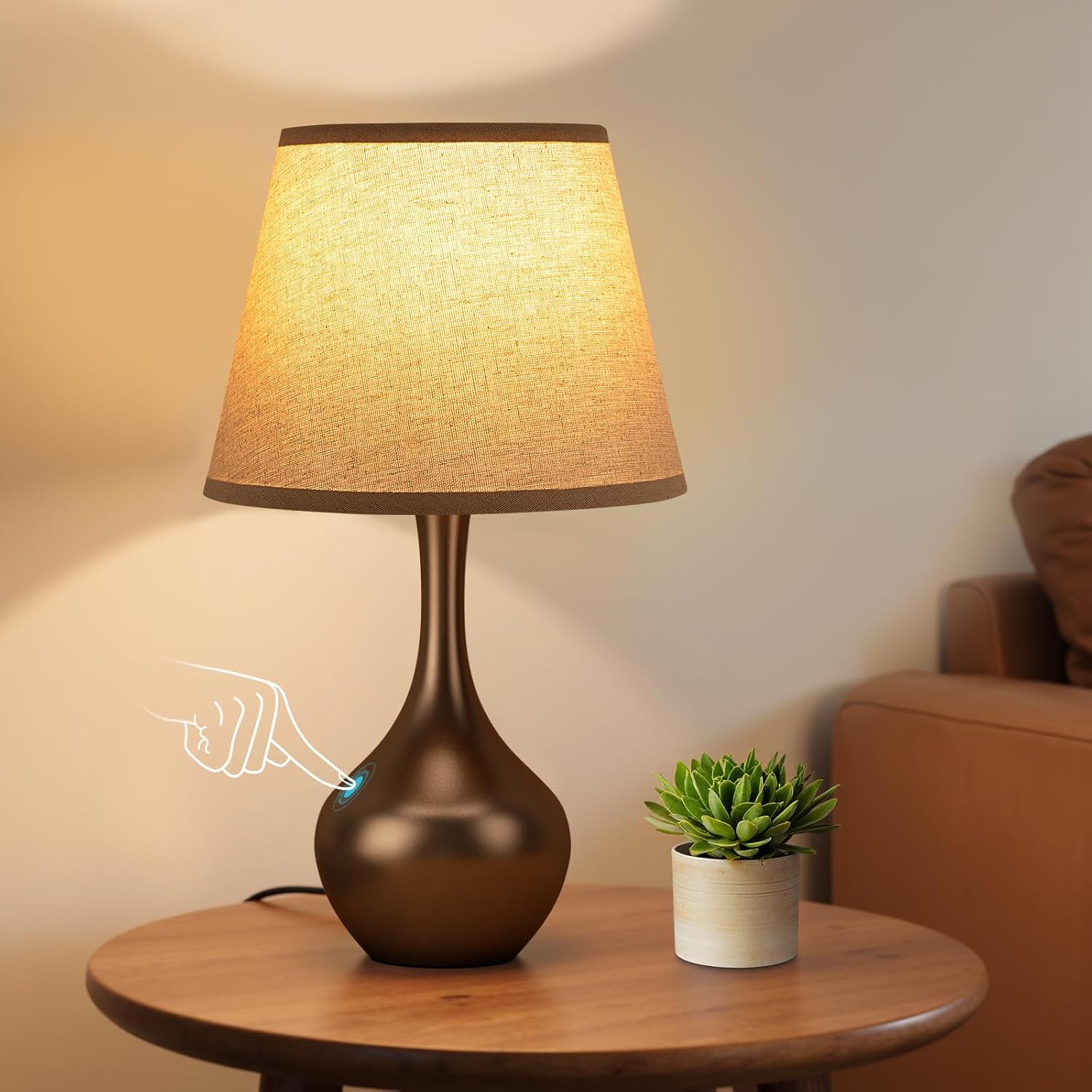 Touch-Control Bedside Lamp – Compact 3-Level Dimmable Table Lamp